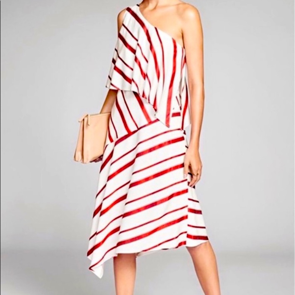 Banana Republic Asymmetric red and white dress